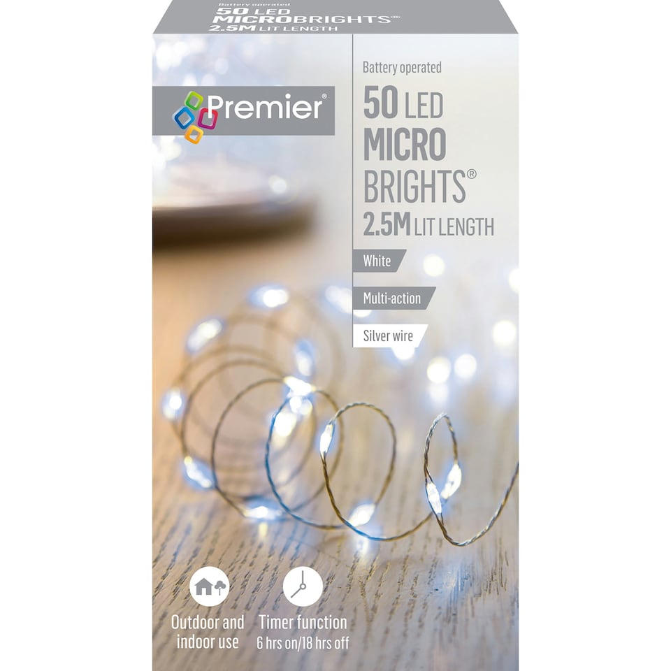 image 1 of Premier MicroBrights Lights 50 LED White 2.5m