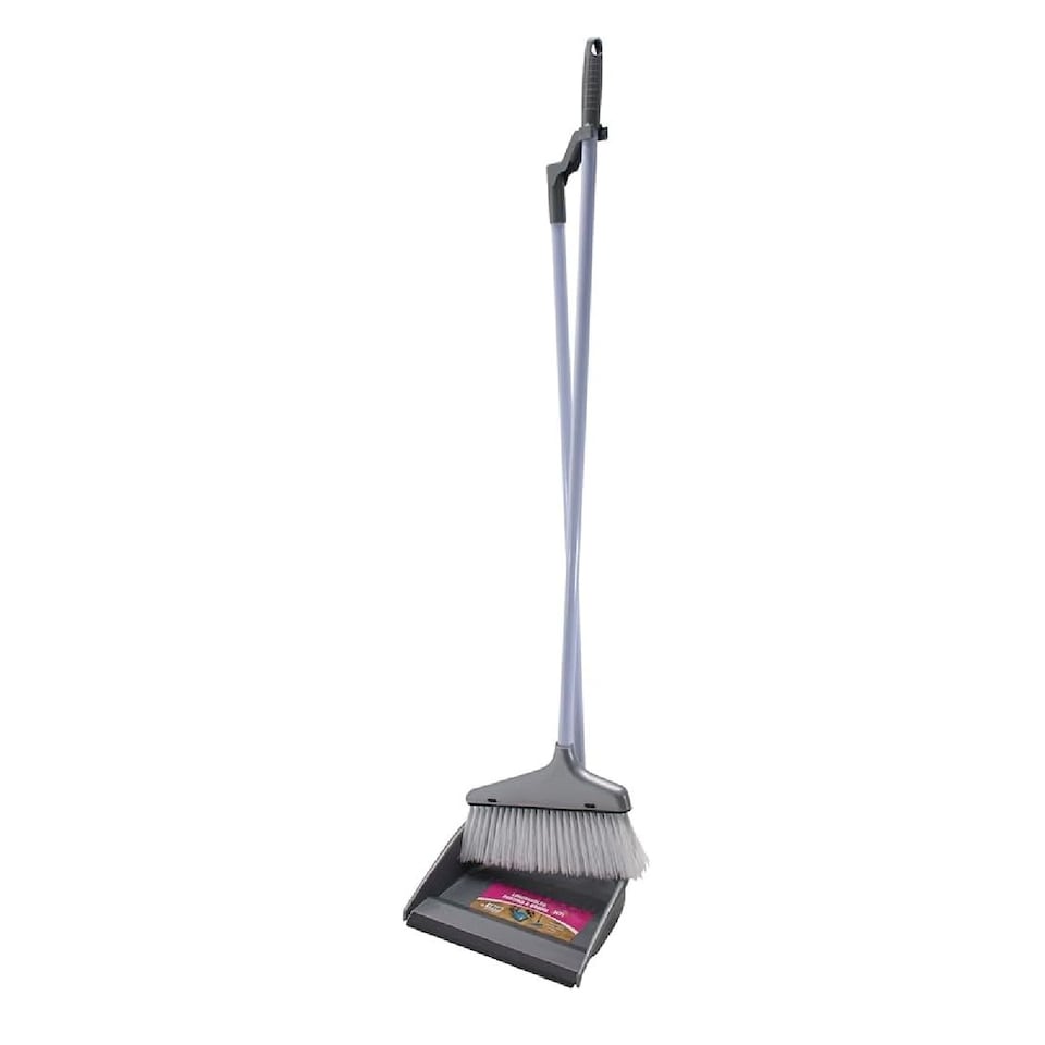 image 1 of Home Cleaning Long Handle Dust Pan & Brush Set Soft Bristles Household