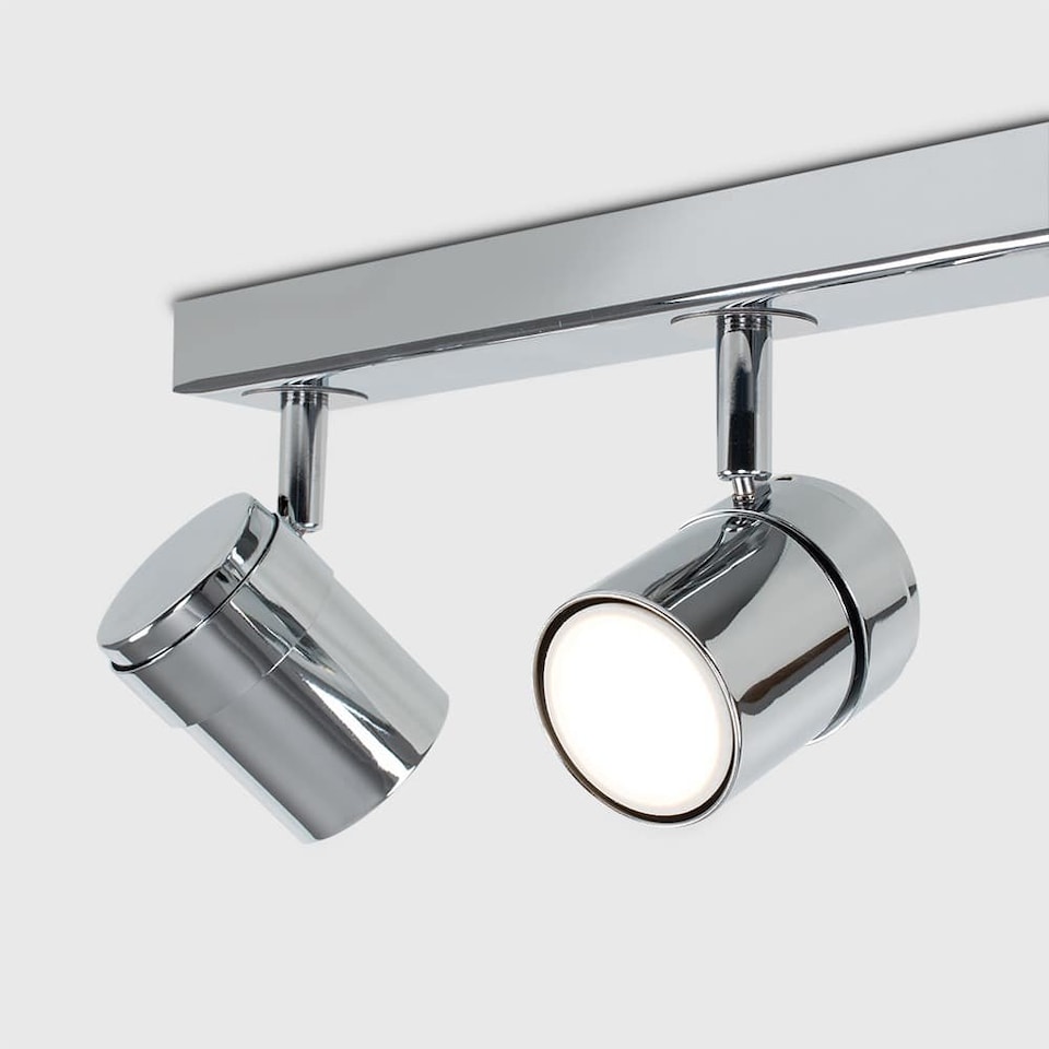 image 1 of ValueLights Rosie 4 Way Silver Ceiling Spotlight Bar and Cool White Bulbs