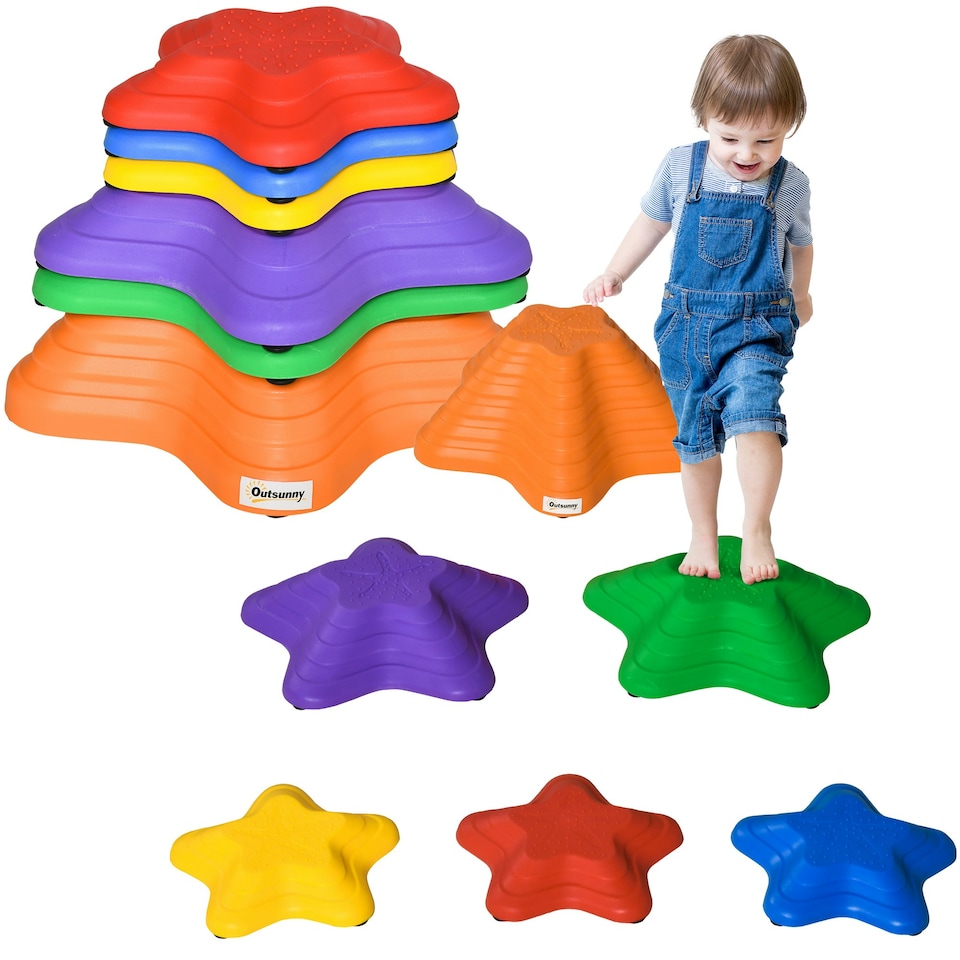 image 1 of Outsunny 6-Piece Balance Stepping Stones Stackable Non-slip Obstacle Course