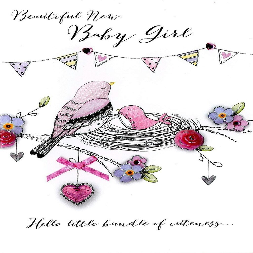 image 1 of Beautiful New Baby Girl Greeting Card Joie De Vivre Range Cards