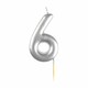 image 2 of Amscan 6 Metallic Candle - Silver - One Size