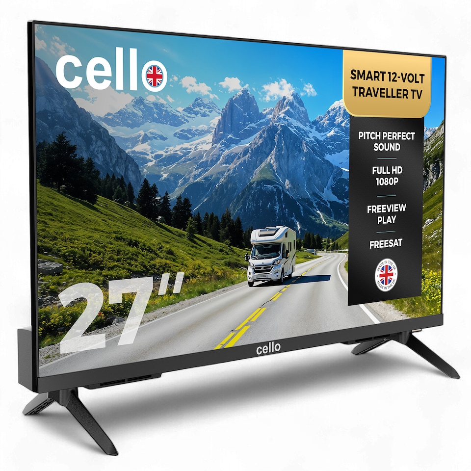 image 1 of Cello C2725WS 27 inch 12V Smart Traveller TV, WebOS, Freeview Play, Perfect Pitch Sound, Ideal for Caravans & Motorhomes, Made in the UK