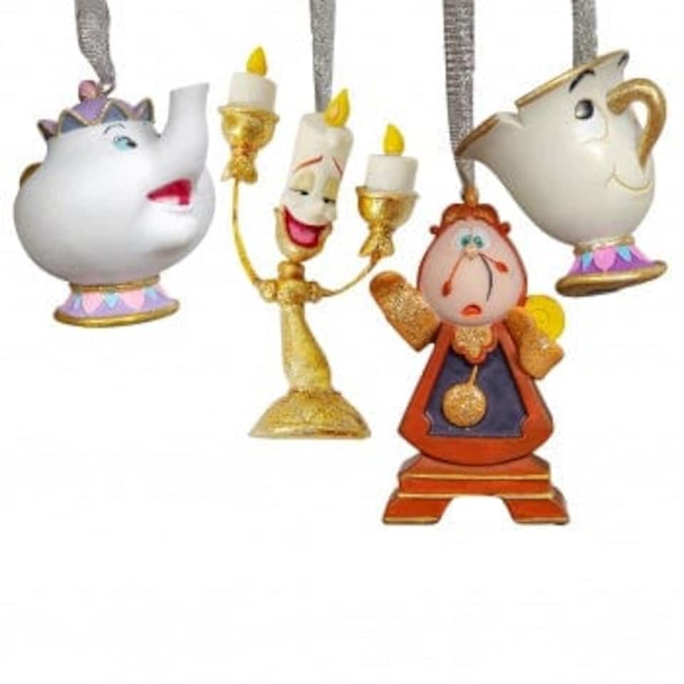 Widdop Gifts Disney Beauty and the Beast Set of 4 Christmas Tree Decorations