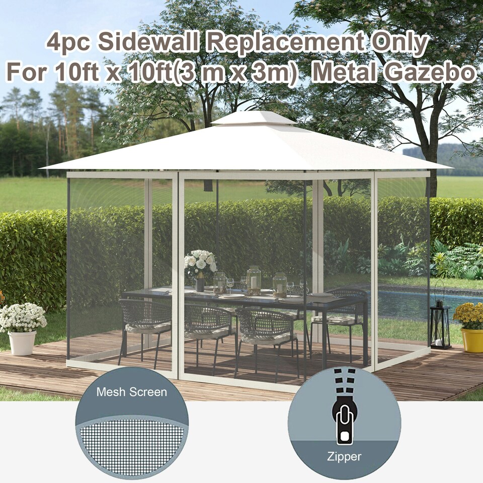 image 1 of Outsunny 302 x 207cm Universal Replacement Gazebo Mesh Netting Screen Walls