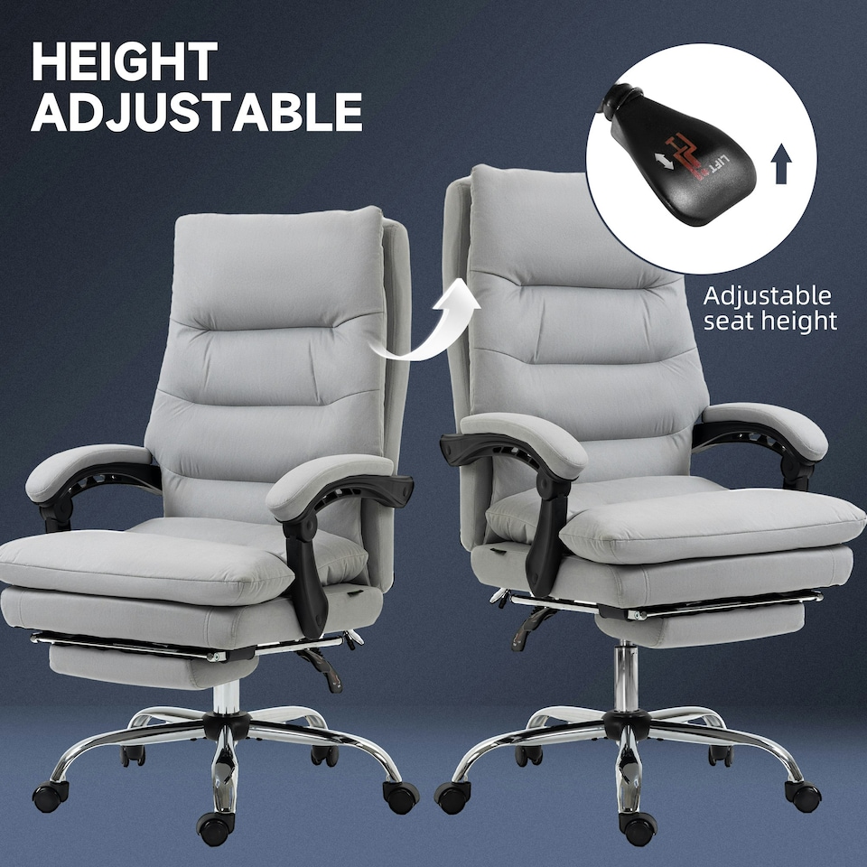 image 1 of Vinsetto Microfibre Vibration Massage Office Chair with Heat, Footrest, Grey