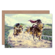 Scottish Highland Cow Race Painting Art Card