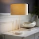 image 1 of ValueLights Charlie White Stem Table Lamp Natural Shade | Cream