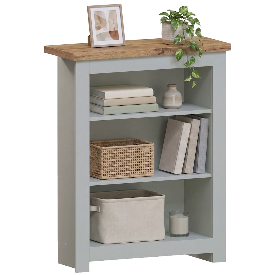 image 1 of Vida Designs Arlington 3 Tier Bookcase Shaker Style Display Storage, Grey & Oak