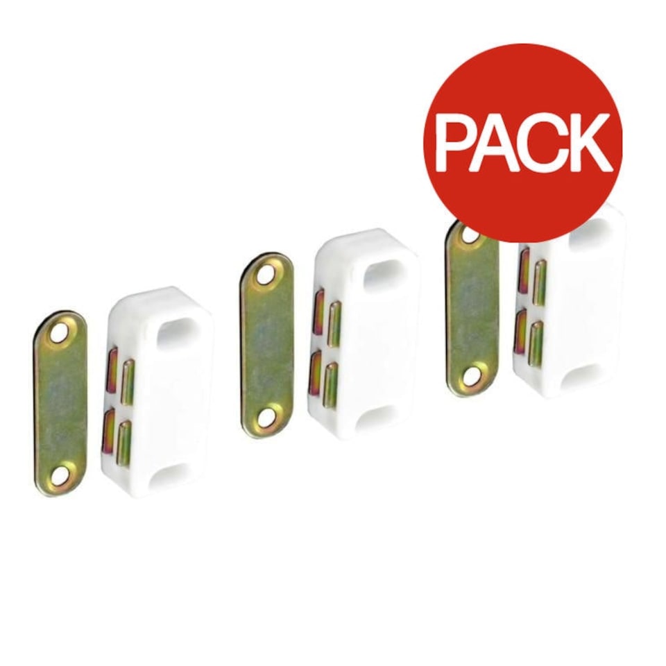 Securit Magnetic Cupboard Latch (Pack of 3) - White - One Size