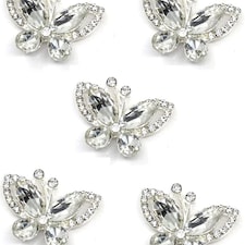 Pack of 5 Clear Crystal Butterfly Embellishment - Clear