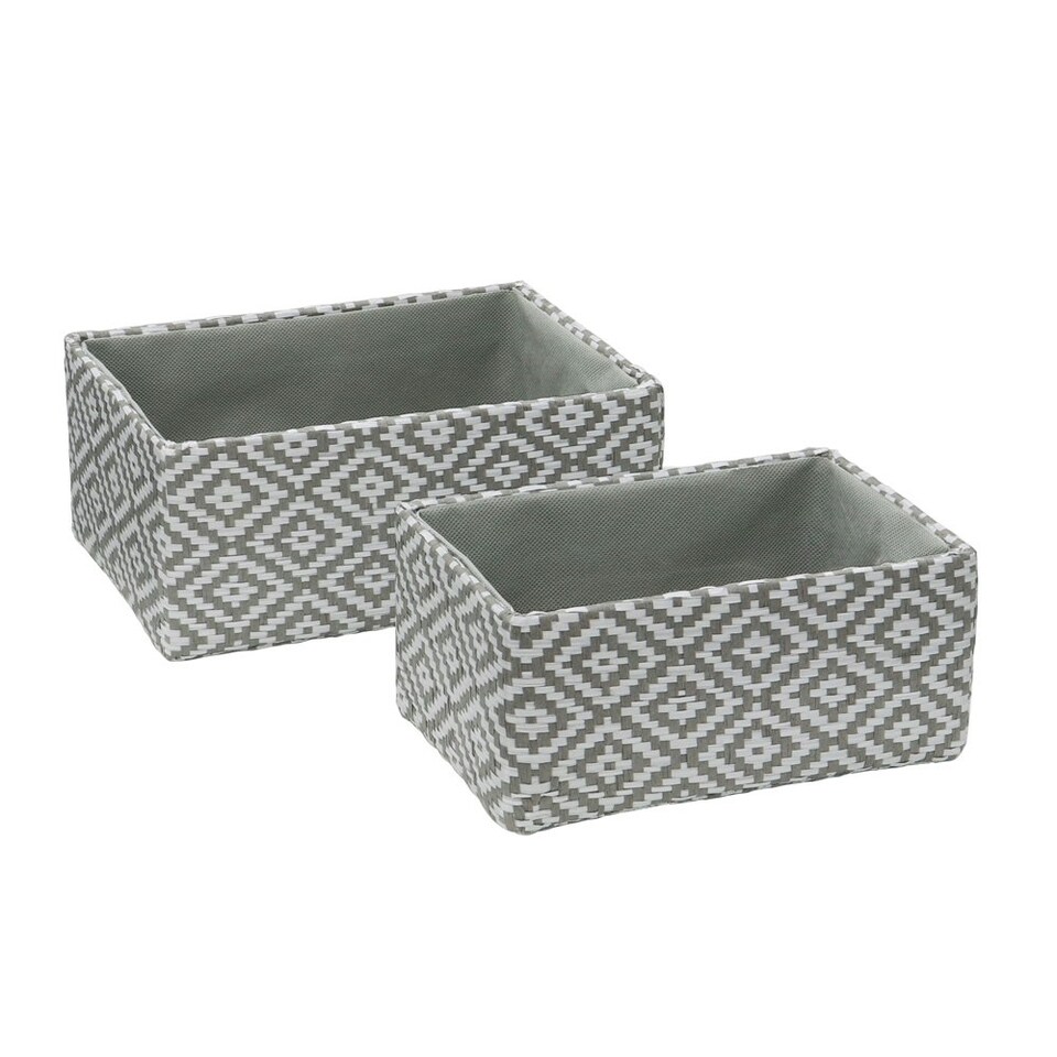 image 1 of JVL Argyle Set of 2 Rectangular Storage Baskets - Light Grey Grey