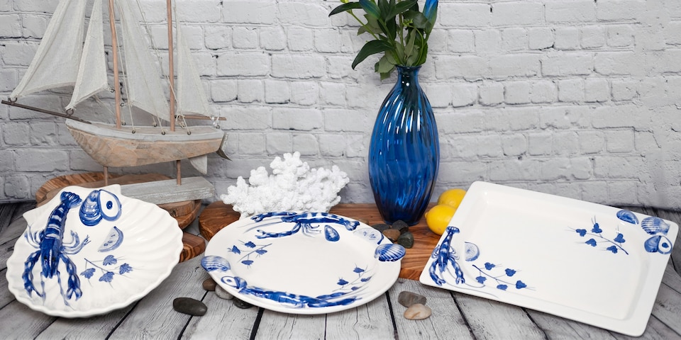 image 1 of Verano Spanish Ceramics Coastal Sea Shell Round Platter - 33cm | Multi | 1