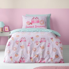 Catherine Lansfield Sweet Treats Reversible Duvet Cover Set | Pink | Single