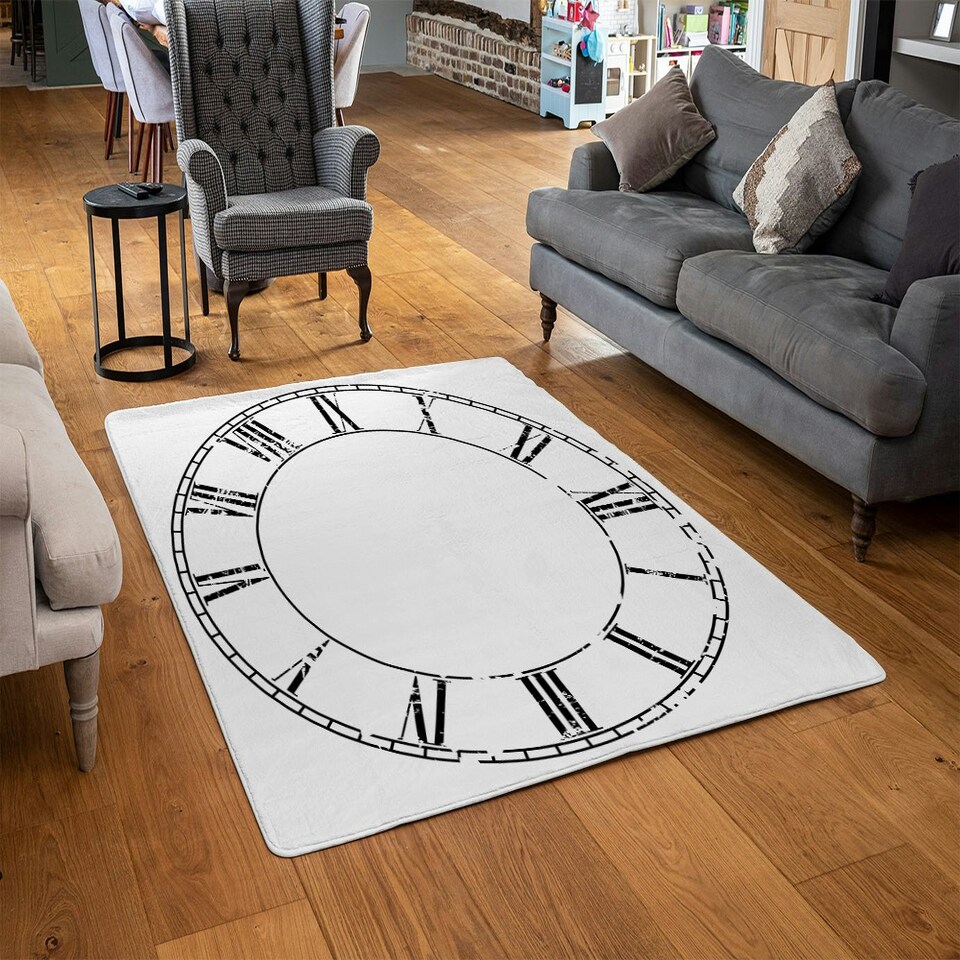 image 1 of Roman Numeral Clock (Rug) Multi | Medium: 80x150cm