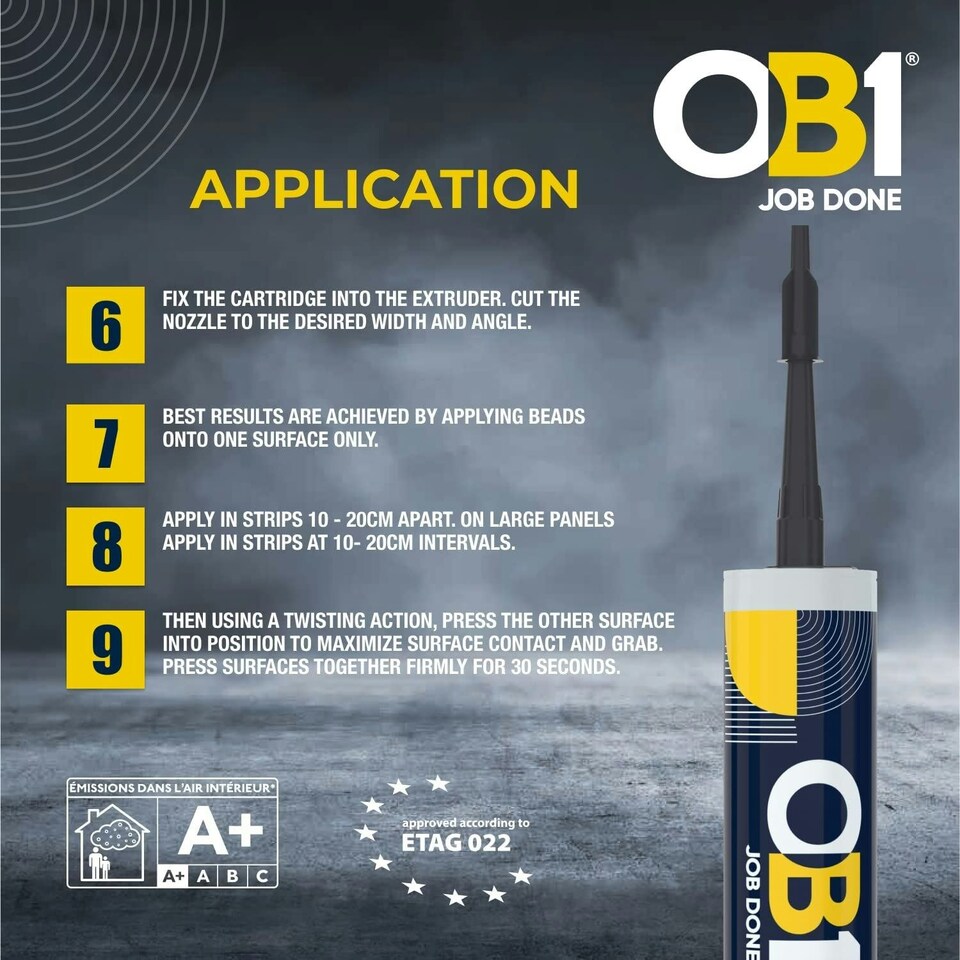 image 1 of OB1 Anthracite Multi-Surface Construction Sealant & Adhesive Silicone Pack of 2