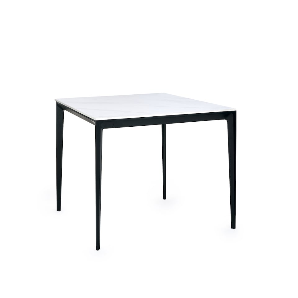 image 1 of Miami Square Stone Top Dining Table - White Marble