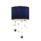 image 2 of Soft Midnight Blue Velvet Pendant Lamp Shade with Hanging Felt Stars and Clouds | Blue | 12"