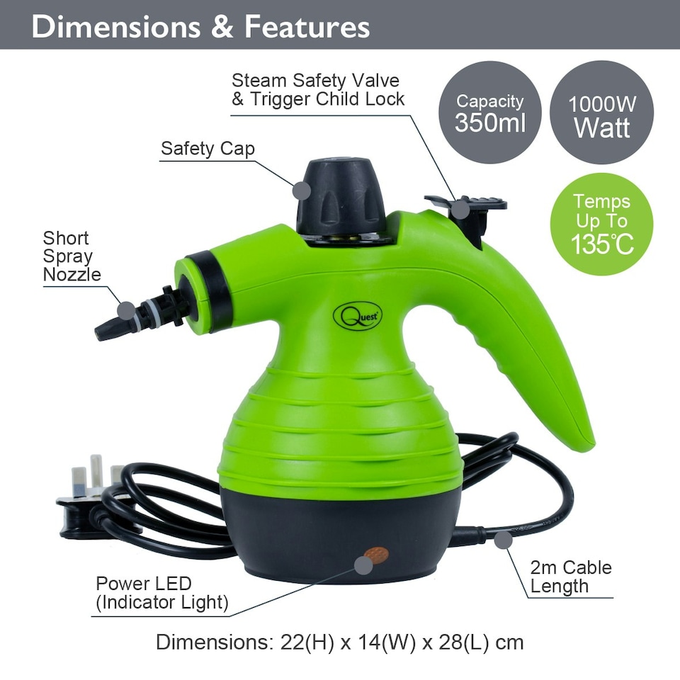 image 1 of Quest Handheld Steam Cleaner 350ml