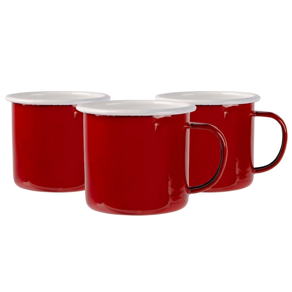 image 1 of Argon Tableware Coloured Enamel Mugs - 375ml - Red - Pack of 6 Red