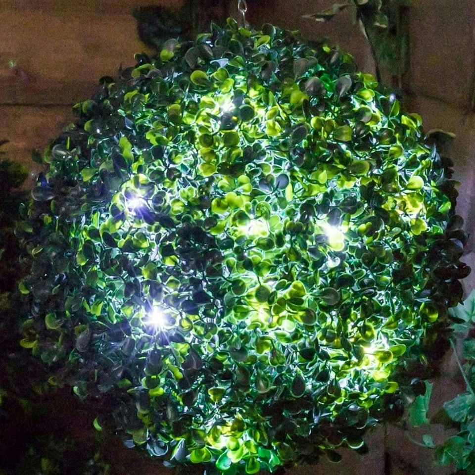 image 1 of Primrose The Big Buxus Ball Artificial Grass Topiary Ball with LEDs 38cm