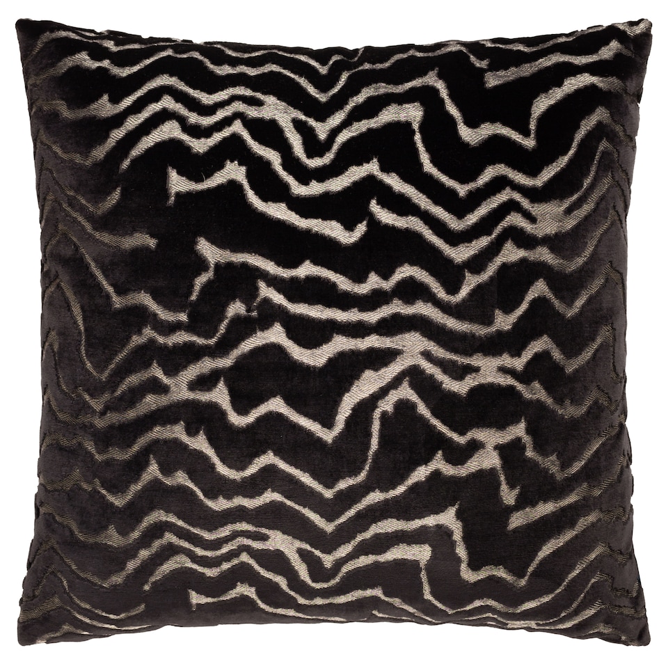 image 1 of Paoletti Tierra Cut Velvet Cushion | Black | Jet