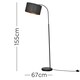 image 2 of ValueLights Modern Designer Style Black Curved Stem Floor Lamp With Black Gold Drum Shade