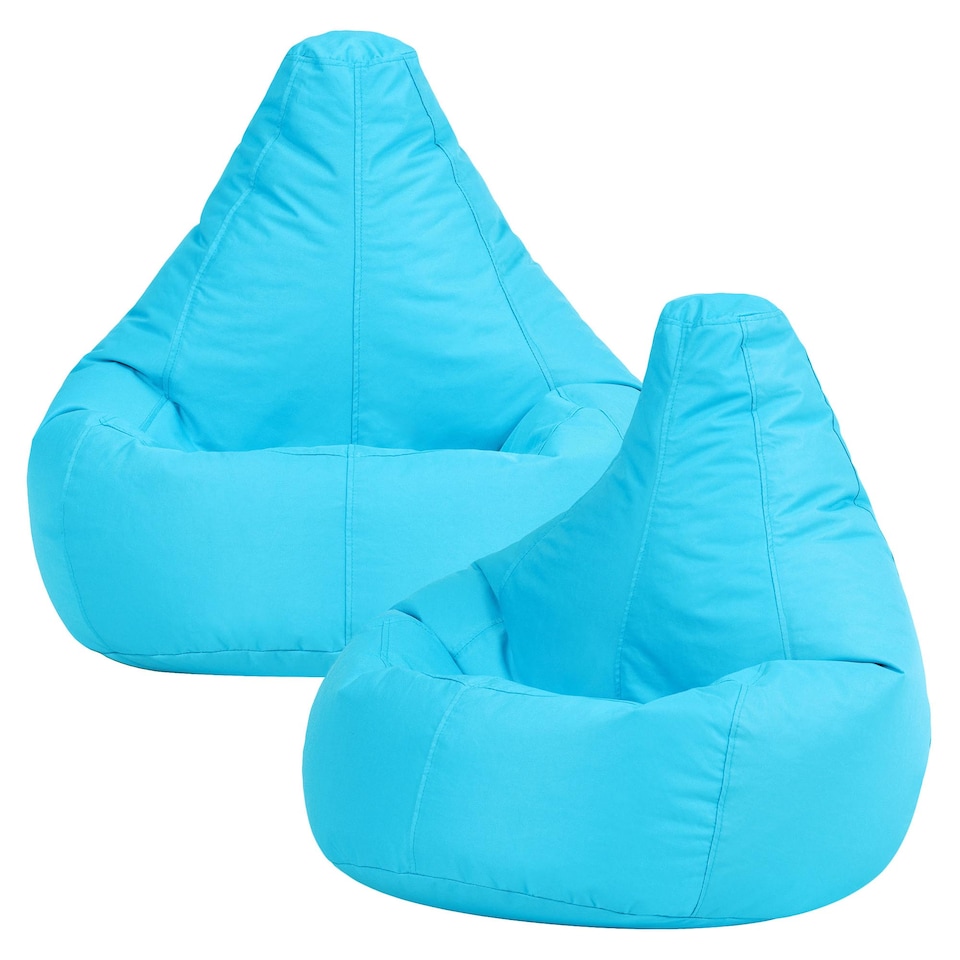 image 1 of Kids Recliner Beanbag Indoor and Outdoor Aqua Set of 2 | Blue | Aqua | M | 1