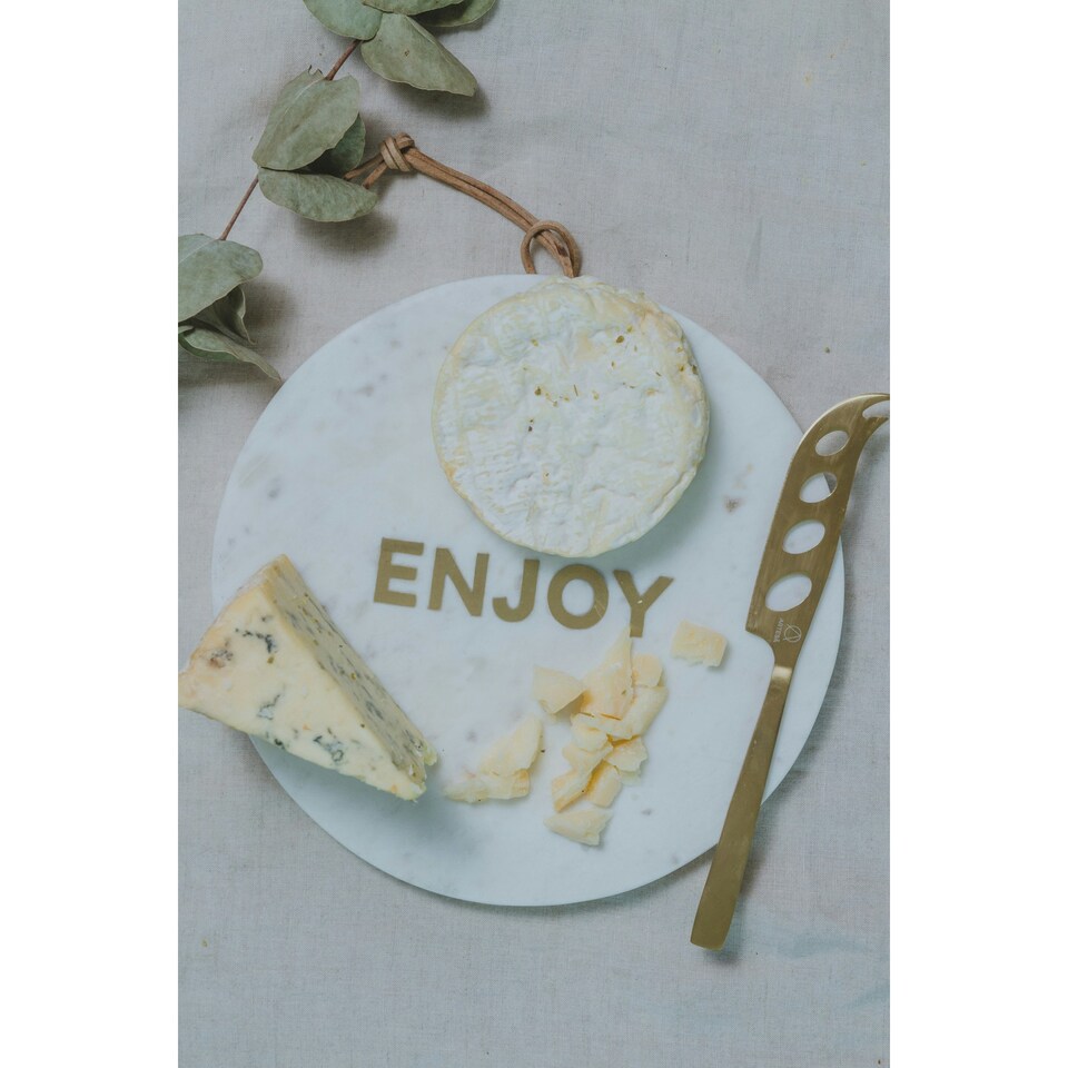 image 1 of Artesà Round Marble Cheese Board Platter White