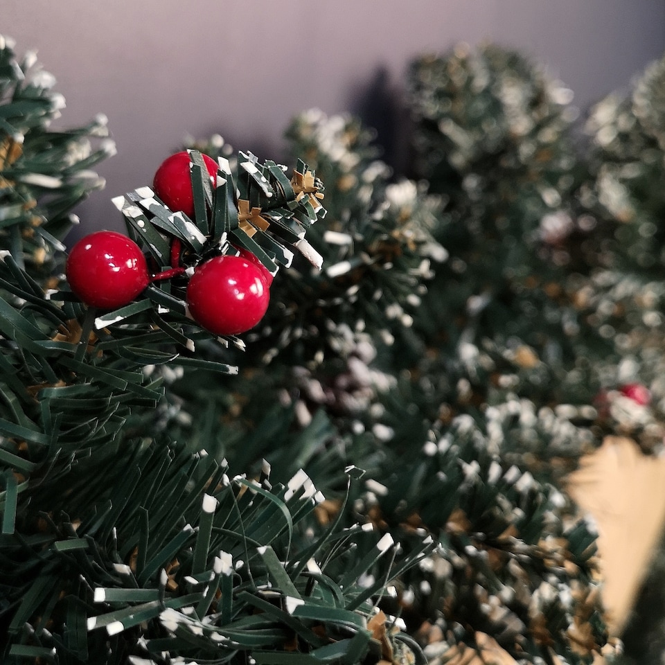 image 1 of 2.7m Green Christmas Garland with Pine Cones and Red Berries