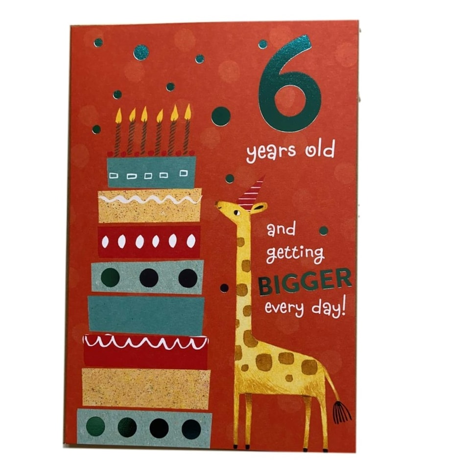 image 1 of You're 6th and Getting Bigger Every Day Birthday Card