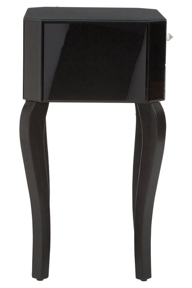 image 1 of Interiors by Premier Black Mirrored 1 Drawer Side Table, Dark Wood Side Table, Mirrored Side Table, Black Side Table with Storage | Black