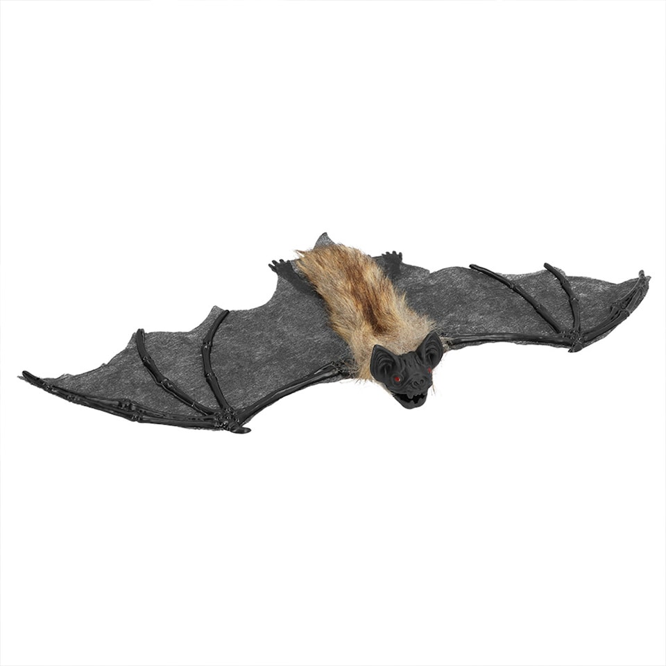 image 1 of Black Hairy Bat Halloween Decoration 39cm