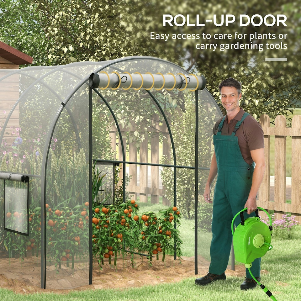 image 1 of Outsunny 3 x 2 x 2m Polytunnel Greenhouse with Door, Windows, Steel Frame