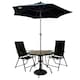 image 1 of Outdoor 2 Person Round Glass Top Garden Patio Dining Table Chairs Black Parasol and Base Set