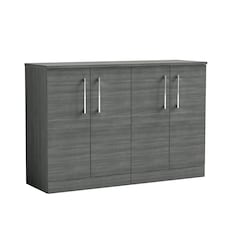 Balterley Level Modern Bathroom 2 Door Floor Standing Vanity Unit with Worktop & Handles | Grey | Anthracite Woodgrain