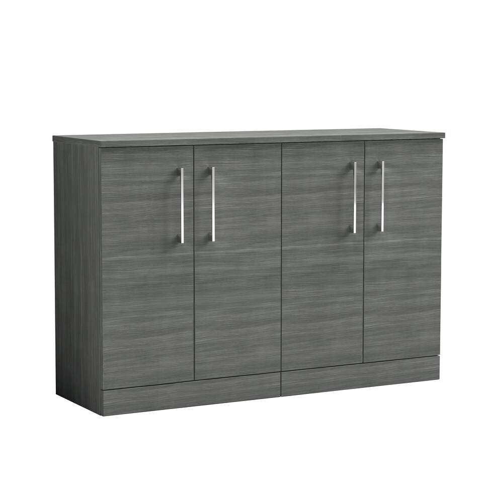 image 1 of Balterley Level Modern Bathroom 2 Door Floor Standing Vanity Unit with Worktop & Handles | Grey | Anthracite Woodgrain