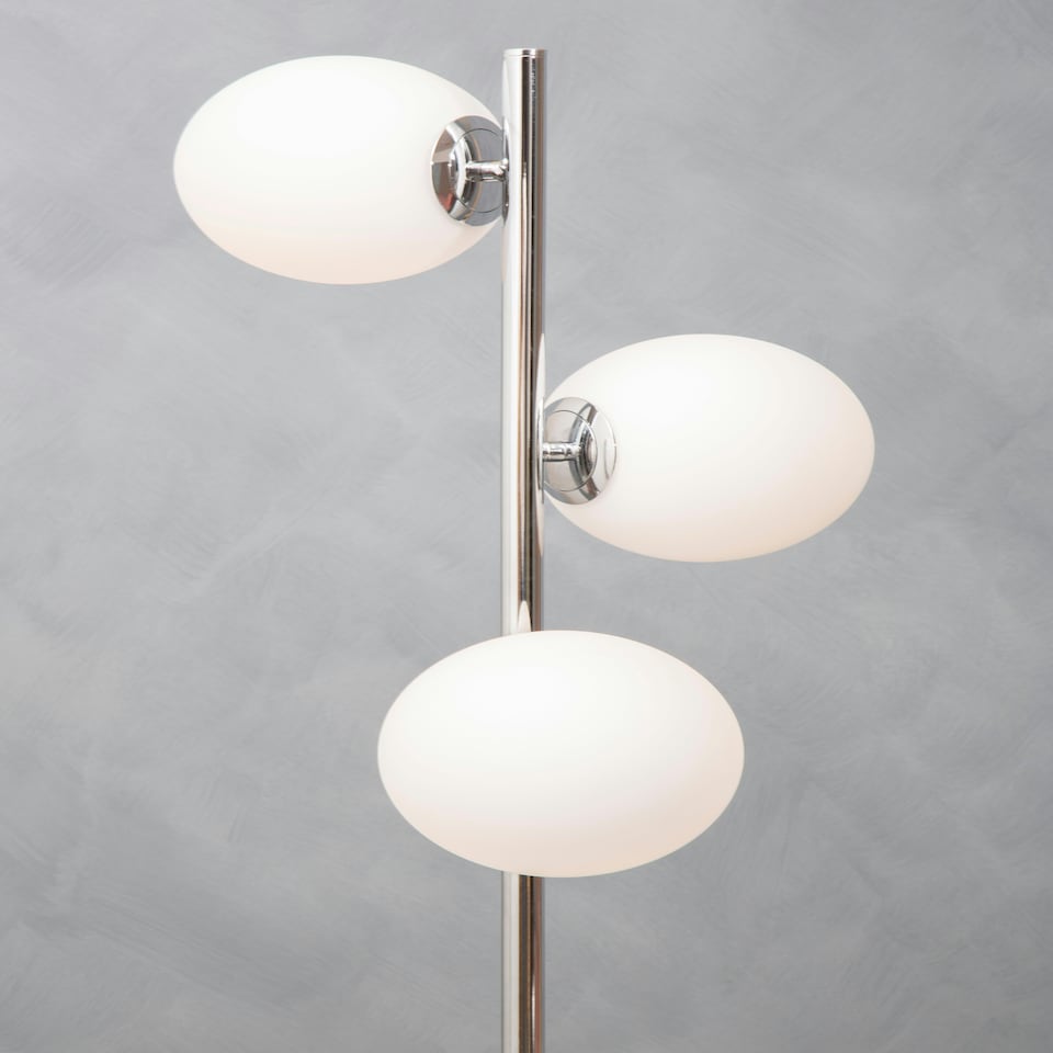image 1 of Interiors by Premier Chrome Finish And White Glass Floor Lamp Silver
