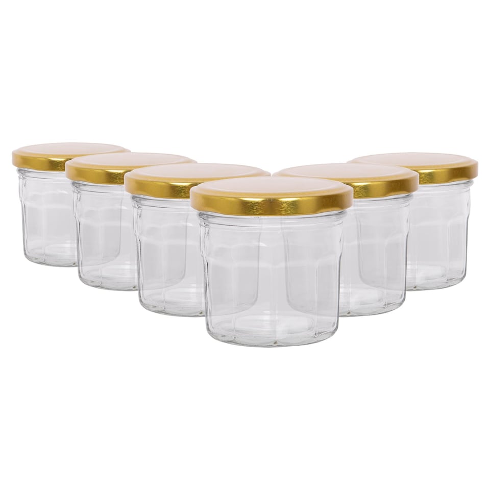 image 1 of Argon Tableware Glass Jam Jars with Lids - 150ml - Pack of 6