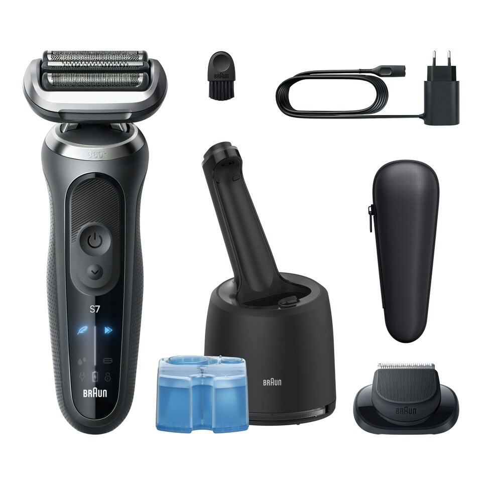 image 1 of Braun Series 7 Electric Shaver, SmartCare Center, +1 Attachment, 72-G7200CC, Grey