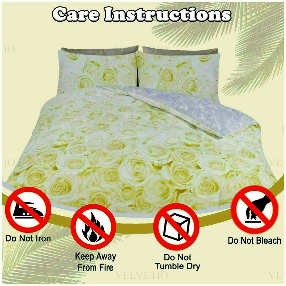 image 1 of VELVETIO Bellerose Floral Printed Duvet Cover Set Rebersible Polycotton Beddings Yellow | Ochre | Single