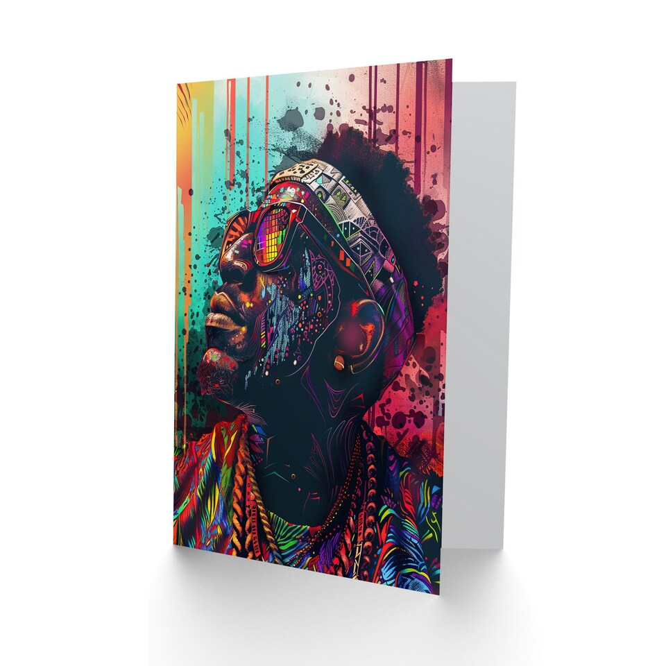 image 1 of Psychedelic Portrait African Man Dashiki Him Her Birthday Card