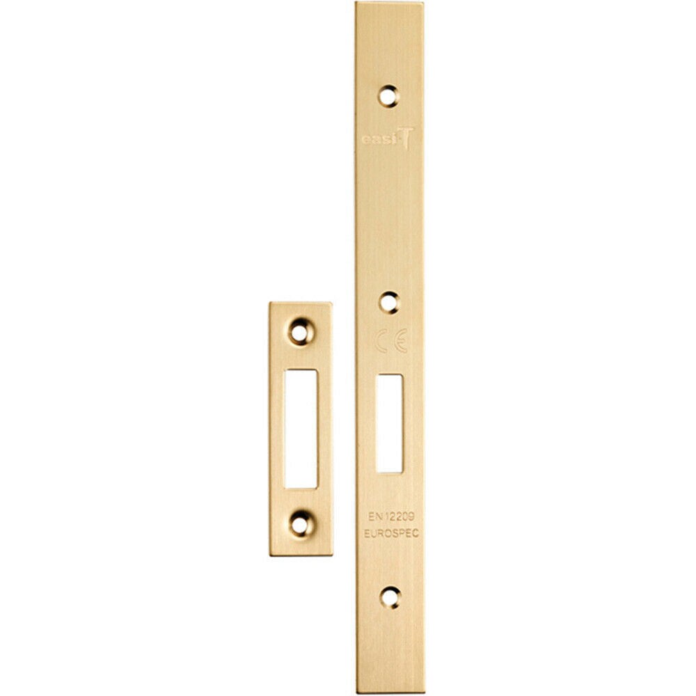Loops Forend Strike & Fixing Pack Suitable for DIN Euro Deadlock Satin Brass in Metallics