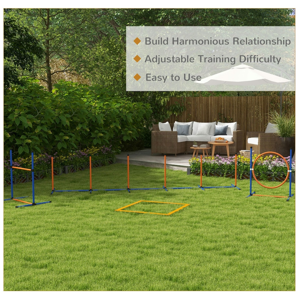 image 1 of PawHut 8 Piece Dog Agility Equipment Set, Outdoor Agility Kit for Pet, Orange