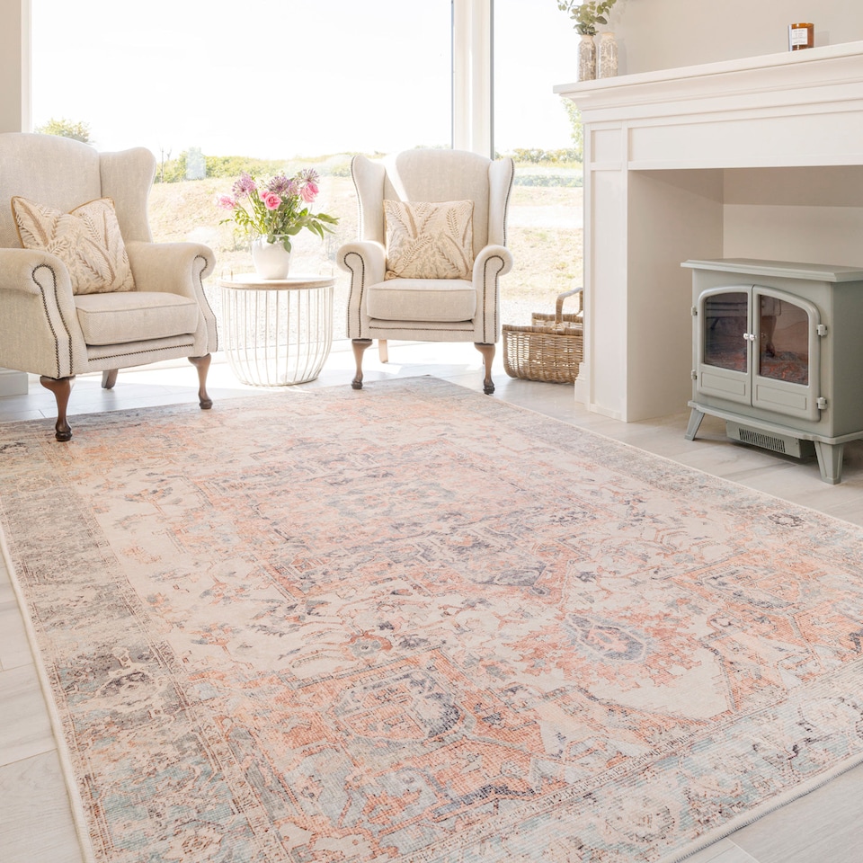 image 1 of KUKOON Washable Terracotta Vintage Rug - Sisu 160cm x 230cm