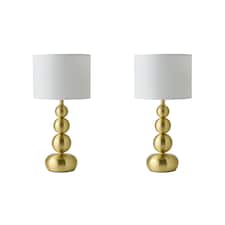 ValueLights Marissa Pair Gold Stacked Ball Bedside Light Table Lamp | Gold