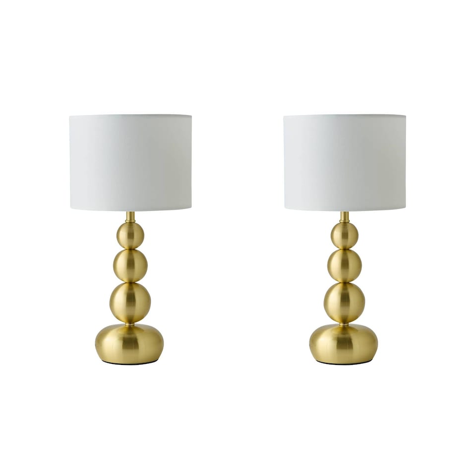 image 1 of ValueLights Marissa Pair Gold Stacked Ball Bedside Light Table Lamp | Gold