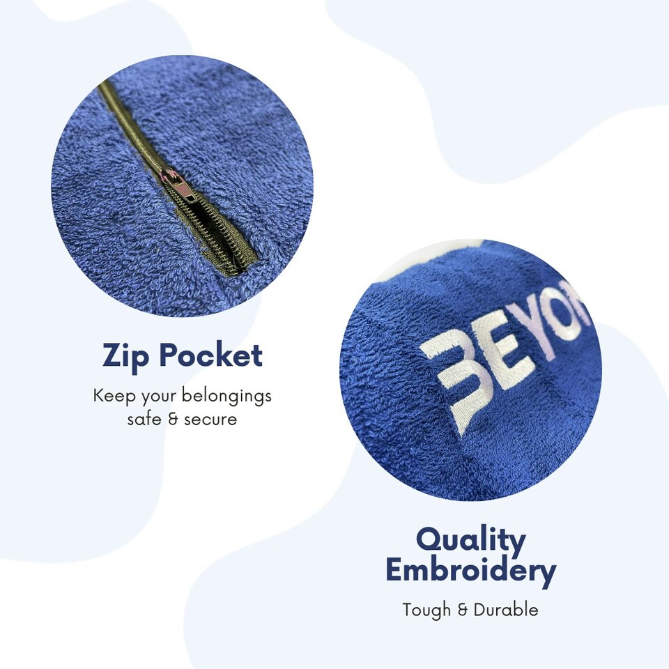 image 1 of Cotton Gym Towel with Zip Pocket - Blue Blue