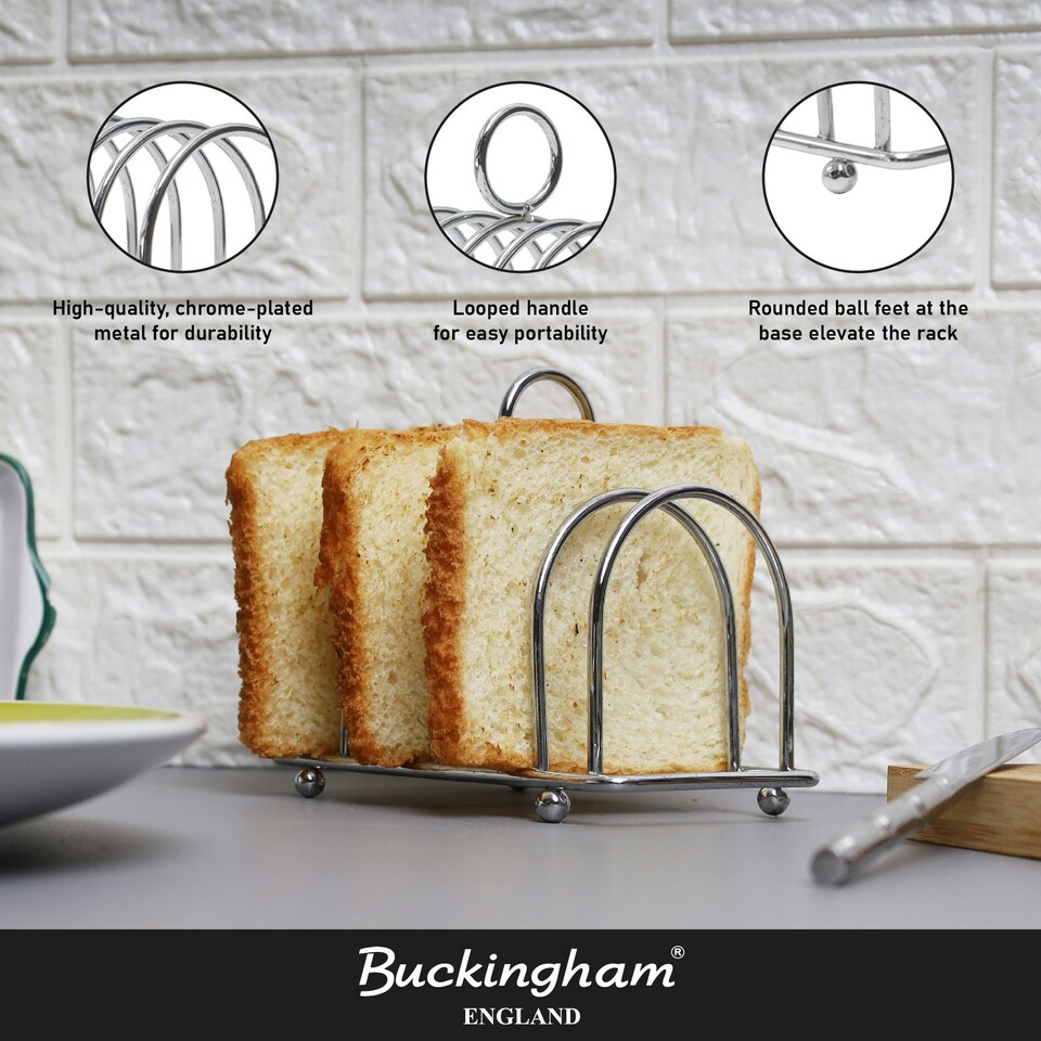 image 1 of Buckingham 6 Slice Toast Rack 14.5 cm - Chrome