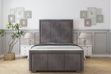 Sloomy Lancaster Slate Naples Bed Frame With 50" Upholstered Headboard 4'6 Double